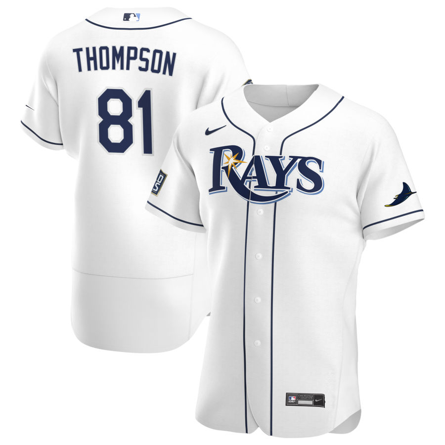 Tampa Bay Rays #81 Ryan Thompson Men Nike White Home 2020 World Series Bound Authentic Player MLB Jersey